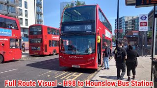 Full Route Visual  London Bus Route H98  Hayes End to Hounslow Bus Station  ADE40482 SN12AWA [upl. by Rebbecca405]