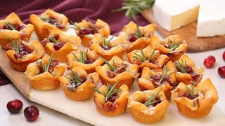 Baked Cranberry Brie Bites  Easy amp Impressive Holiday Appetizer [upl. by Henryk]