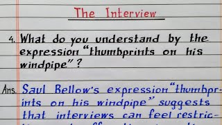 What do you understand by the expression quotthumbprints on his windpipequot The Interview  Class 12 Eng [upl. by Dragde]