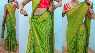 Banarashi silk saree draping in very easy steps  stone work silk saree DRAPING TUTORIAL for wedding [upl. by Shakti]