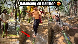 Balancing on bamboo 😍￼ epic game  challenge [upl. by Denni]