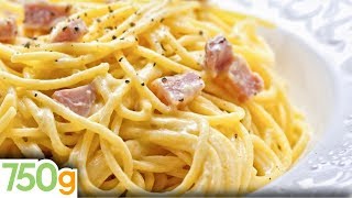 Recette des spaghetti carbonara  750g [upl. by Acirfa287]