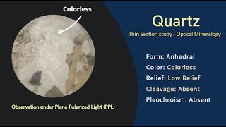 Quartz in Thin Section under Microscope  Optical Mineralogy PPL Cleavage Pleochroism twinning [upl. by Ahseryt]