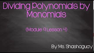 Dividing Polynomials by Monomials [upl. by Ahseiat]