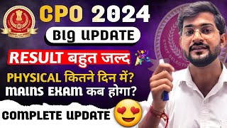 SSC CPO Result 2024  Big Update  Result बहुत जल्द 🎉 SSC CPO Physical date 2024  SSC CPO 2024 [upl. by Perr641]