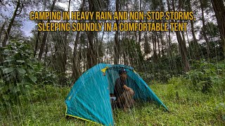 solo camping in heavy rain and nonstop storms sleeping soundly in a comfortable tent [upl. by Sllew131]