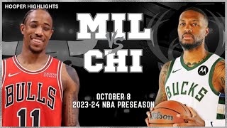 Milwaukee Bucks vs Chicago Bulls Full Game Highlights  Oct 8  202324 NBA Preseason [upl. by Knoll]