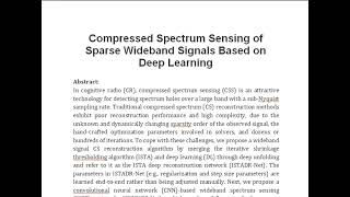 Compressed Spectrum Sensing of Sparse Wideband Signals Based on Deep Learning [upl. by Wurster]