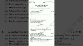 Drug delivery system202223 MPH102T MPharm 1st sem shorts pharmacy aktu questionpaper [upl. by Kale]