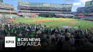 Oakland As fans bid farewell to team at final Coliseum game [upl. by Ecnadnac260]