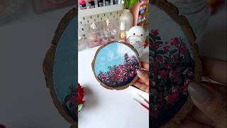 Wooden coaster painting idea  Acrylic painting art shortvideo shortsviral waitforend artwork [upl. by Anivlis413]