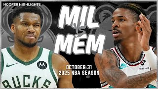 Milwaukee Bucks vs Memphis Grizzlies Full Game Highlights  Oct 31  2025 NBA Season [upl. by Ibrab]