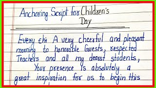 anchoring script speech for childrens day in englishanchoring script speech [upl. by Gonzales]