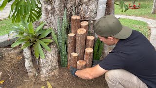 JARDIM EM TRONCO DE ÁRVORE Decore seu Quintal com Lindas Ideias [upl. by Assennej]