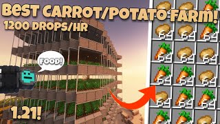 Minecraft 121 EASY BEST Automatic CarrotPotatoWheat Farm  1200 DropsHour  Java Edition [upl. by Luca]