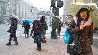 Nor’easter storm brings biggest snow to New York City in 2 years 2132024 [upl. by Arak]