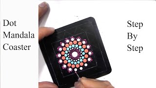 How to Paint Dot Mandala on Wood Coaster  Dot Mandala Painting for Beginners  Dot Mandala Art [upl. by Yetah]