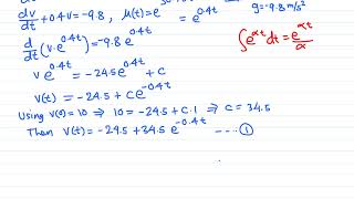 Diff Eqn Falling body with air resistance upward direction positive [upl. by Suckram50]