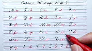 Cursive writing a to z numbers How to write English capital small letters abcd Cursive Handwriting [upl. by Nydroj128]