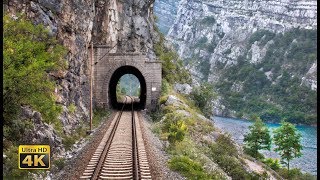 4K CABVIEW Capljina  Sarajevo  99 tunnels and 65 bridges  The Neretva River Canyon [upl. by Innos493]