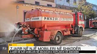 Një mobileri përfshihet nga zjarri në Shkodër [upl. by Margetts]