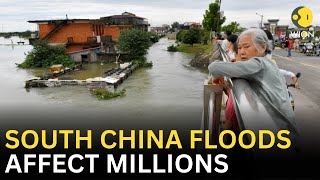 China Floods Heavy rains flood streets and trap hundreds in southern region of China  WION LIVE [upl. by Copp]