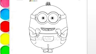 Minion drawing colouring and painting for kids minions movie minion rush cartoon minions the rise [upl. by Kcirdahc214]