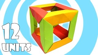 Modular Origami Cube Tutorial 12 units Tomoko Fuse [upl. by Adnaluoy657]