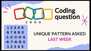 ZOHO L2 Coding question  Software developer  Pattern printing [upl. by Aklog850]