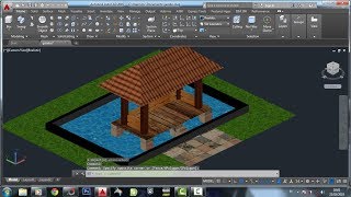 Gazebo kayu 3dimensi AutoCAD [upl. by Lyram]