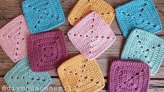 Como tejer el sencillo cuadrado granny a crochet paso a paso [upl. by Kacy110]