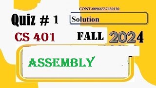 cs 401 quiz 1 solution fall 2024cs401 quiz 1 solution fall 2024 [upl. by Zendah11]