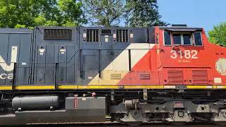 CN 3182 Eastbound train with old PROCOR gondolas passing Vicksburg MI [upl. by Aissac]