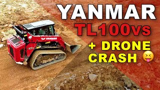 Yanmar TL100 driveway excavation and drone crash [upl. by Eimmij]