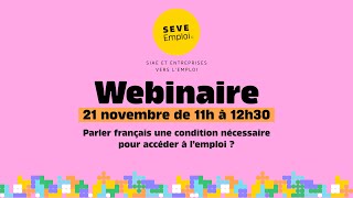 Webinaire Parler français une condition nécessaire pour accéder à lemploi [upl. by Sang]