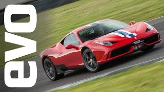 Ferrari 458 Speciale on track at Anglesey  evo REVIEW [upl. by Wystand]