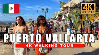 🇲🇽 Puerto Vallarta Beach Walk México 4K Walking Tour 2024 Sunset and Night Walk  4K HDR 60fps [upl. by Nagirrek]