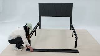 How to Assemble Upholstered Platform Bed Frame USAN1023808 [upl. by Takara]