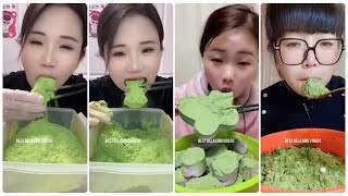 Best matcha green tea powder amp Eating matcha powdered ice amp matcha benefits amp Matcha ice mukbang 71 [upl. by Ahsitan]