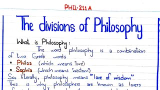 The Divisions of Philosophy PHIL211A 3rdsemester punjabuniversity pu [upl. by Jarret]