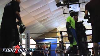 Terence Crawford vs Yuriorkis Gamboa Crawford media boxing workout video [upl. by Medea363]