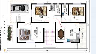 30x50 west facing 2 bhk house plan  30  50 1500 sq ft 2 bed room best house plan  30by50 house [upl. by Alliuqal]