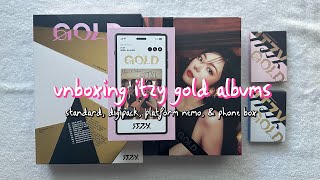 unboxing itzy gold albums ⤷ standard digipack platform nemo amp phone box versions ᵕ̈ ᯓᡣ𐭩 [upl. by Mandie]