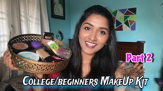 CollegeBeginners Makeup Kit  Part 2  Kaviya Karun💜 [upl. by Ydniahs873]