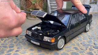 118 MercedesBenz W201 190E 2316 84 black metallic  Norev Unboxing [upl. by Nogas]