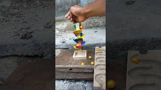 Marble run vs rainbow spiral asmrreverse videoyellow balls471shorts [upl. by Rihat]