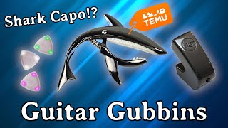 Guitar Gubbins 1  TEMU Shark Capo EBow amp LED Flashing Picks [upl. by Ynnub310]