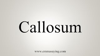 How To Say Callosum [upl. by Anahpos]