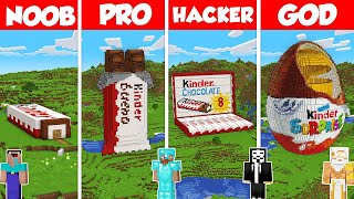 KINDER CHOCOLATE HOUSE BUILD CHALLENGE  Minecraft Battle NOOB vs PRO vs HACKER vs GOD  Animation [upl. by Moina]