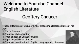 Geoffrey Chaucer in Hindi Urdu  Chaucer Contribution Chaucer Important WorksChaucer Writing Style [upl. by Bethezel]